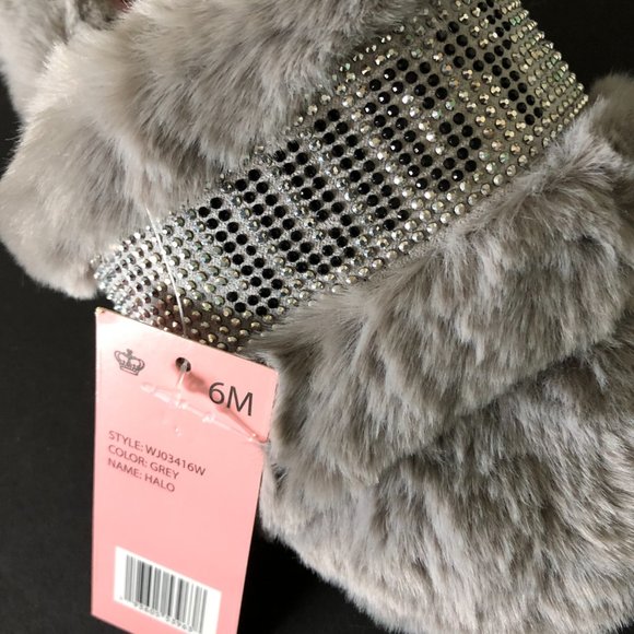 JUICY COUTURE Halo Slippers Grey Size 6 Medium - Picture 2 of 5